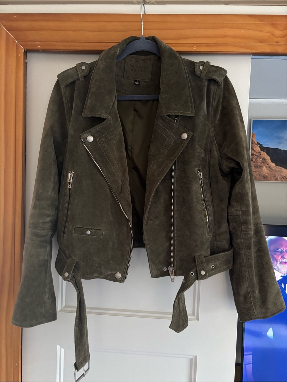 Blank NYC Olive Green Suede Moto Jacket